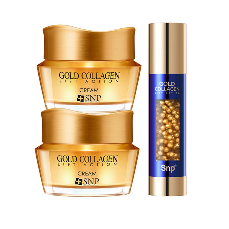 Gold Collagen Lift Action Cream 50ml*2ea + Ampoule 50ml] - 오늘의 빛나는 완성 Snp